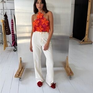 The Wolf Gang Irida Bootcut Pants with Seashell Embroidery